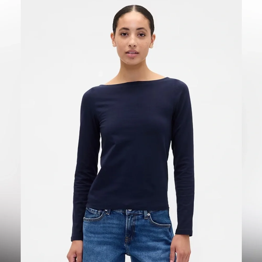 NWT | GAP Stretch Jersey Boatneck T-Shirt | Deep True Navy Blue XL | MSRP $29.99 - Picture 1 of 6